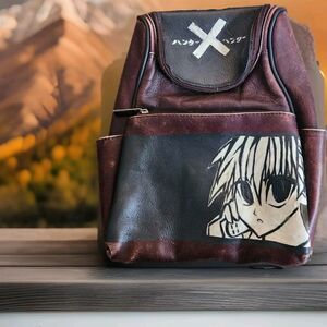 Hunter X Hunter Backpack Bag Small Anime Brown Soft Leather Adjustable